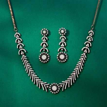 Cz Delicate Necklace With Black 2 Tone Rhodium Plating