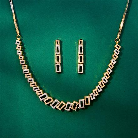 Cz Delicate Necklace With 2 Tone Rhodium Plating