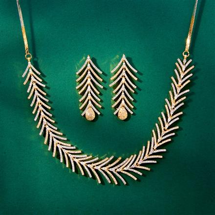 Cz Classic Necklace With 2 Tone Rhodium Plating