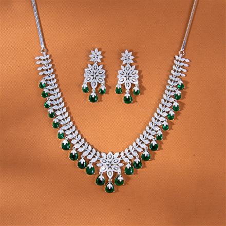 American Diamond Classic Necklace With Rhodium Plating