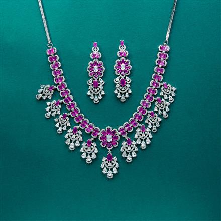 Cz Classic Necklace With Rhodium Plating