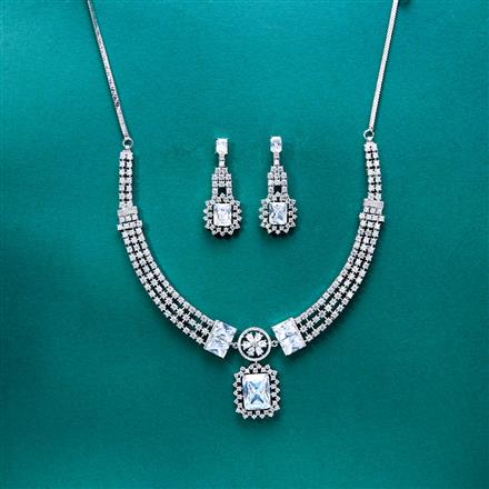 Cz Classic Necklace With Rhodium Plating