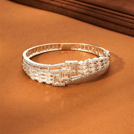 Cz Classic Kada With Rhodium 2 Tone Plating