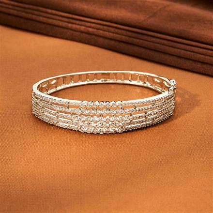 Cz Openable Kada With Rhodium 2 Tone Plating