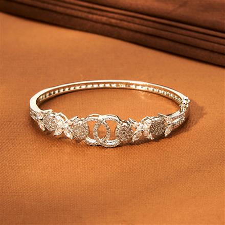 Cz Delicate Kada With Rhodium 2 Tone Plating