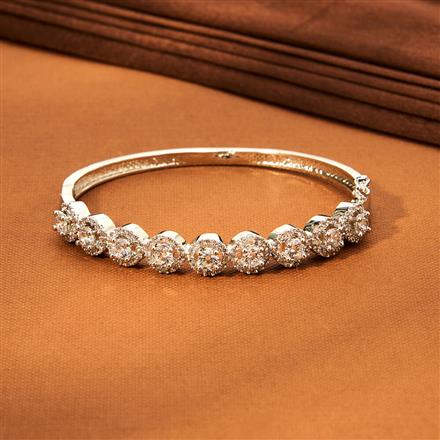 Cz Openable Kada With Rhodium 2 Tone Plating