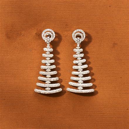 Cz Classic Earring With Black Rose Rhodium 2 Tone Plating