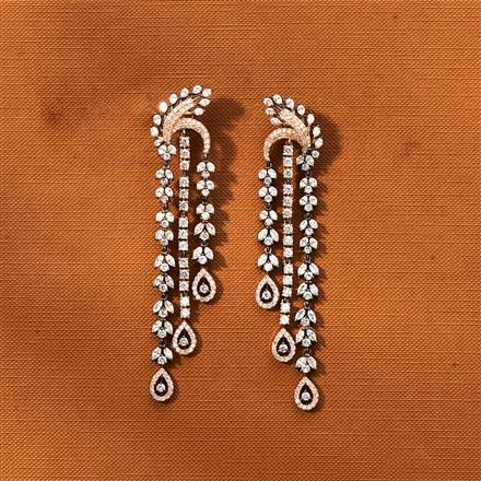 Cz Classic Earring With Black Rose Rhodium 2 Tone Plating