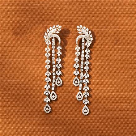 Cz Classic Earring With Black Rose Rhodium 2 Tone Plating