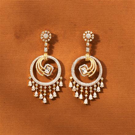 Cz Classic Earring With Black Rose Rhodium 2 Tone Plating