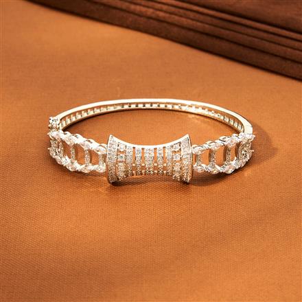 Cz Openable Kada With Rhodium 2 Tone Plating
