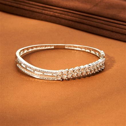 Cz Delicate Kada With Rhodium 2 Tone Plating