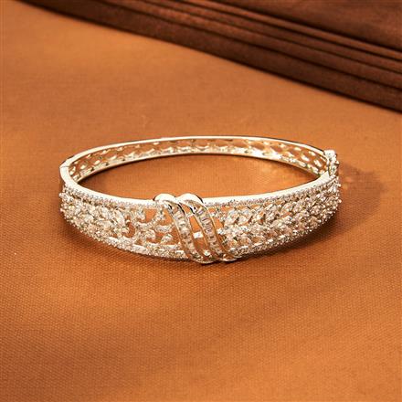 Cz Classic Kada With Rhodium 2 Tone Plating
