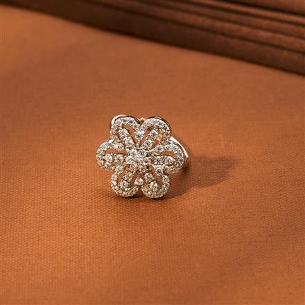 Cz Adjustable Ring With Rhodium 2 Tone Plating