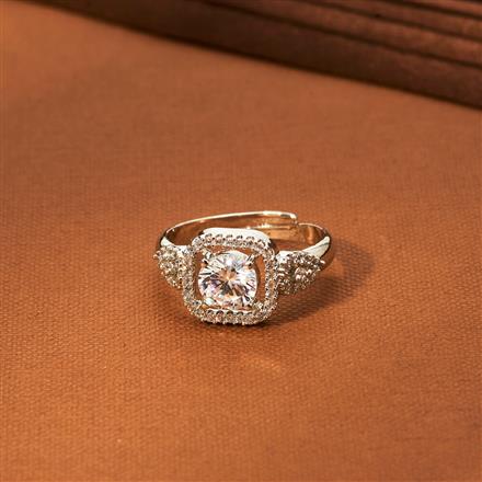 Cz Adjustable Ring With Rhodium 2 Tone Plating