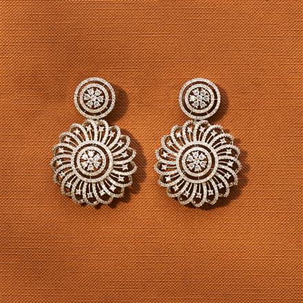 Premium Cz With Rhodium Plated Contemporary Drop Earring