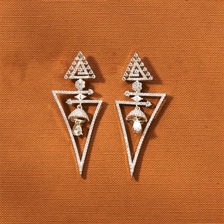 Cz Classic Earring With Black Rhodium 2 Tone Plating