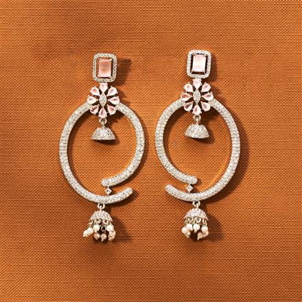 Cz Classic Earring With Rhodium Plating