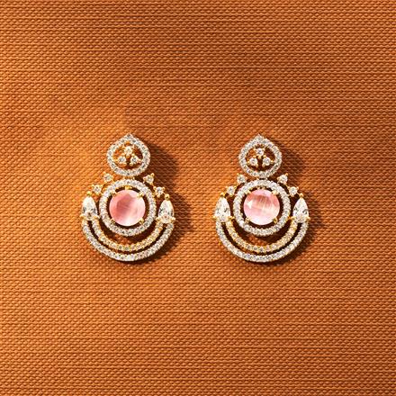 Cz Short Earring With 2 Tone Plating