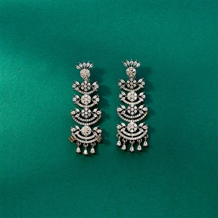 Cz Classic Earring With Black 2 Tone Rhodium Plating
