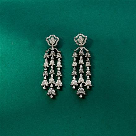 Cz Classic Earring With Black 2 Tone Rhodium Plating