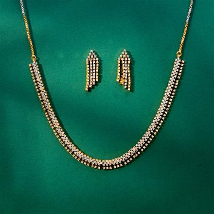 Cz Delicate Necklace With 2 Tone Rhodium Plating