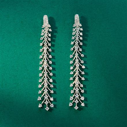Cz Classic Earring With 2 Tone Rhodium Plating