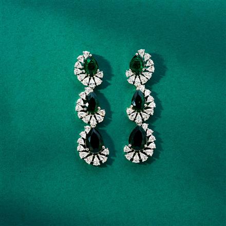 Cz Classic Earring With Rhodium Plating