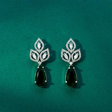 Cz Classic Earring With Rhodium Plating
