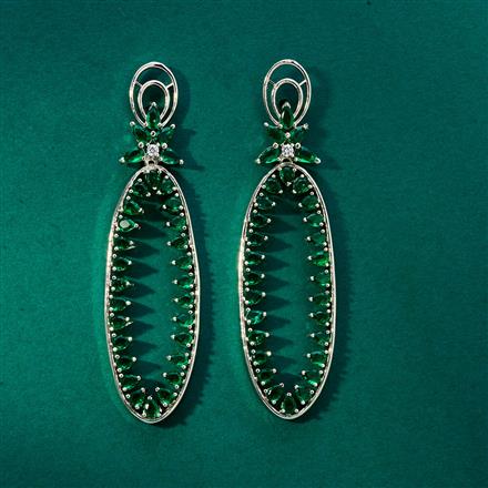 Cz Classic Earring With Rhodium Plating