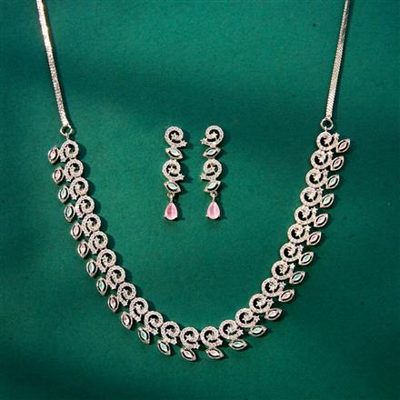 Cz Classic Necklace With Rhodium Plating