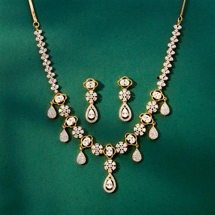 Cz Delicate Necklace With 2 Tone Plating