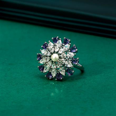 Cz Adjustable Ring With Rhodium Plating