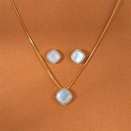Cz Delicate Pendant Set With 2 Tone Rhodium Plating