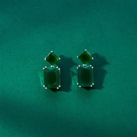 Cz Classic Earring With Rhodium Plating