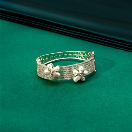 Cz Moti Kada With 2 Tone Rhodium Plating