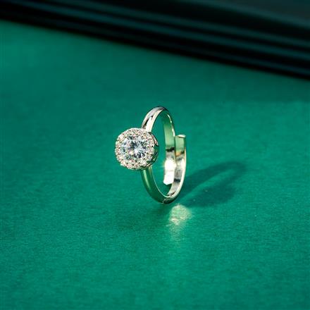 Cz Delicate Ring With 2 Tone Rhodium Plating