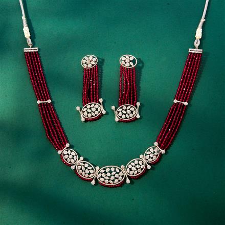 Cz Bandhai Necklace With Rhodium Plating