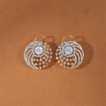 Cz Classic Earring With 2 Tone Rhodium Plating