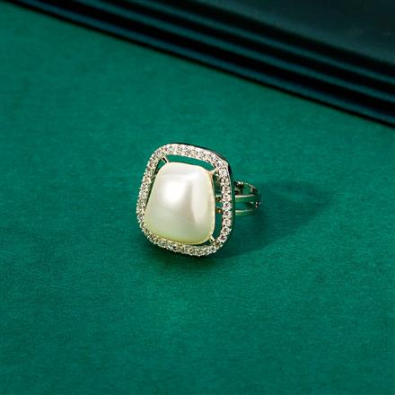 Cz Delicate Ring With 2 Tone Rhodium Plating