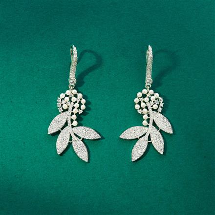 Cz Classic Earring With 2 Tone Rhodium Plating