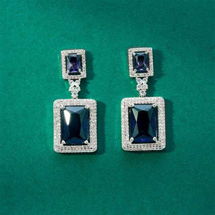 Cz Classic Earring With Rhodium Plating