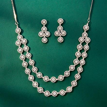 Cz 2 Line Necklace With 2 Tone Rhodium Plating