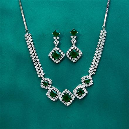 Cz Classic Necklace With Rhodium Plating