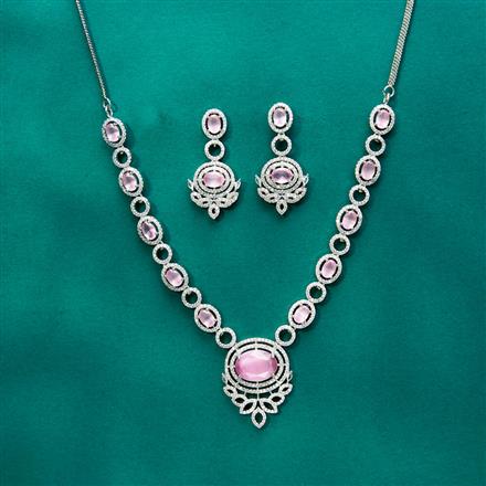 Cz Classic Necklace With Rhodium Plating