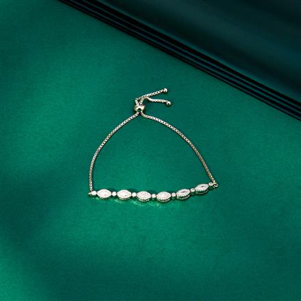 Cz Delicate Bracelet With 2 Tone Rhodium Plating