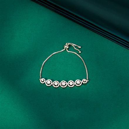 Cz Adjustable Bracelet With 2 Tone Rhodium Plating