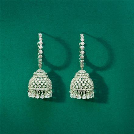 Cz Classic Jhumki With 2 Tone Rhodium Plating