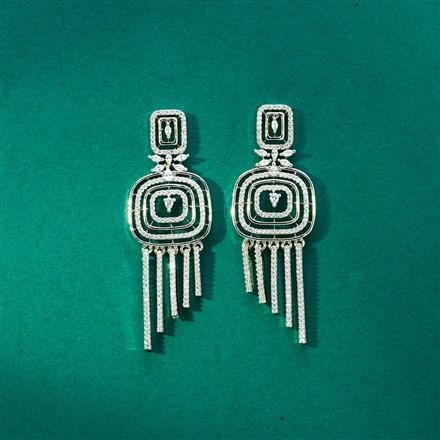 Cz Classic Earring With 2 Tone Rhodium Plating