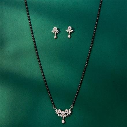 Cz Tanmaniya Mangalsutra With 2 Tone Rhodium Plating